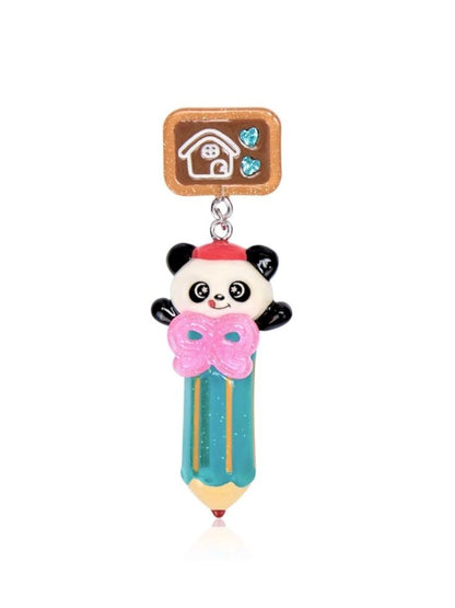 Panda 3D Pencil Resin Necklace and Earrings