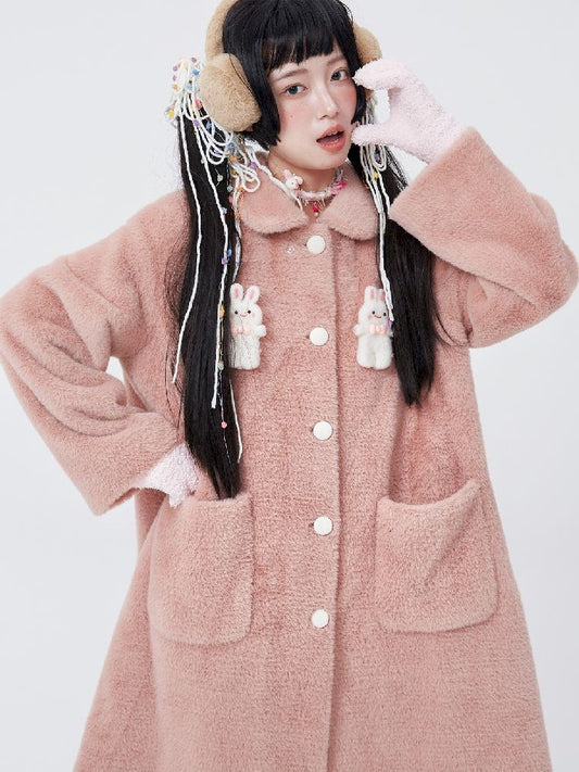 Retro Cute Rabbit Tweed Coat