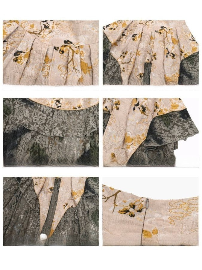 Jacquard Chenille Lace Trailing Half-body Skirt