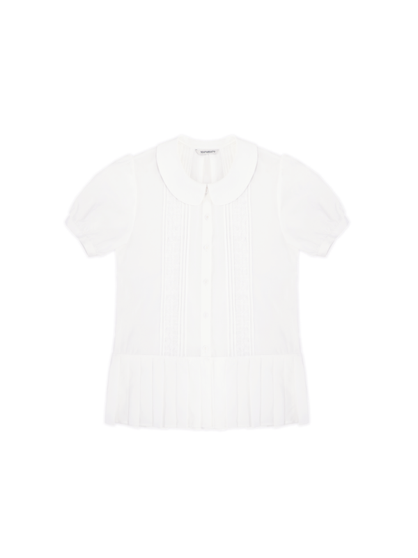 Lace short-sleeved white shirt