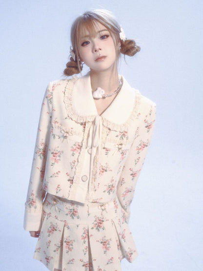 Sweet floral doll collar lace floral jacket