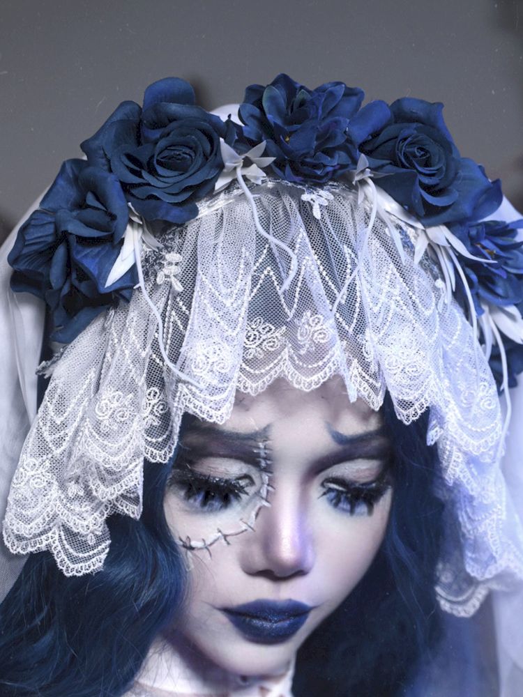 Rose Chiffon Mesh with Veil Headpiece