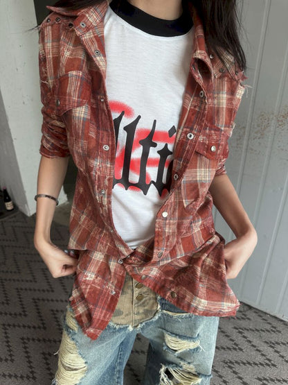 Old Studded Plaid Swoosh Work Shirt