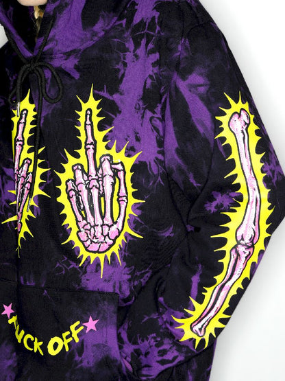 Dark Punk Middle Finger Tie-Dye Hooded Sweatshirt