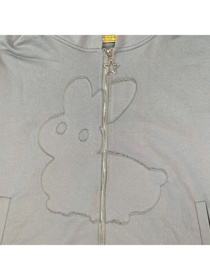 Rabbit Ears Hooded Sweatshirt Cardigan Jacket