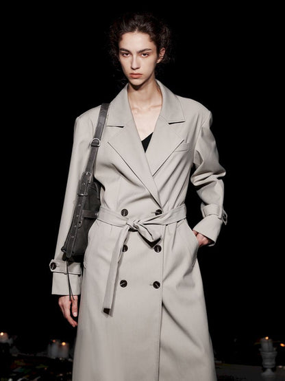 Long double-breasted trench coat