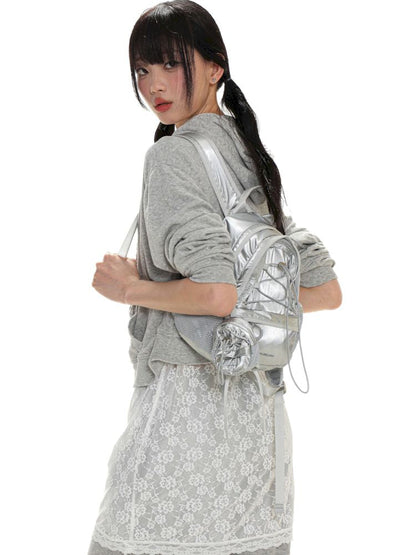 Silver Lightweight Drawstring Casual Backpack