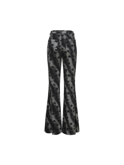 Loose Draped Full Printed Wide Leg Pants