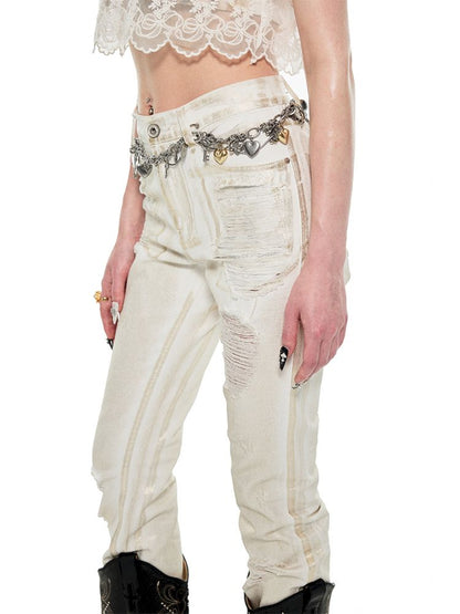 White hot gold hole Slim jeans