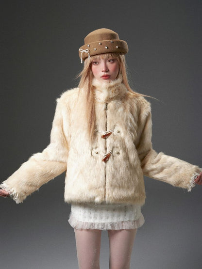 High Collar Detachable Fur Coat