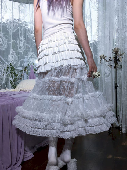 Lace Heavy Angel White Puffy Princess Dress