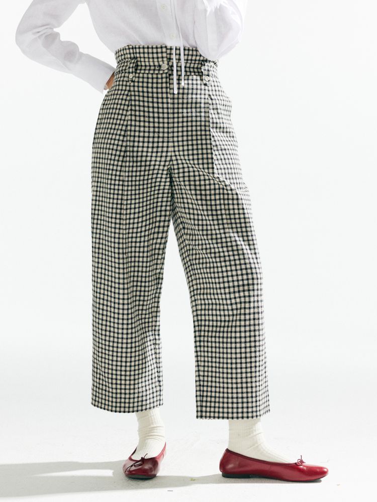 Plaid High Waist Tapered Pants