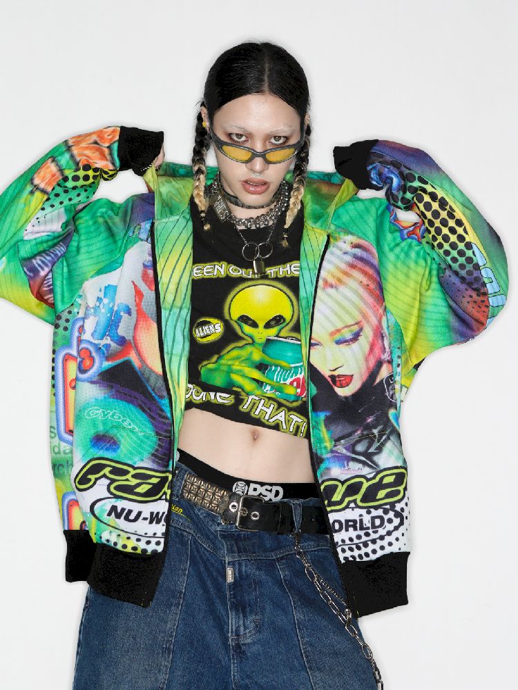 Retro Street Alien Loose Hooded Jacket