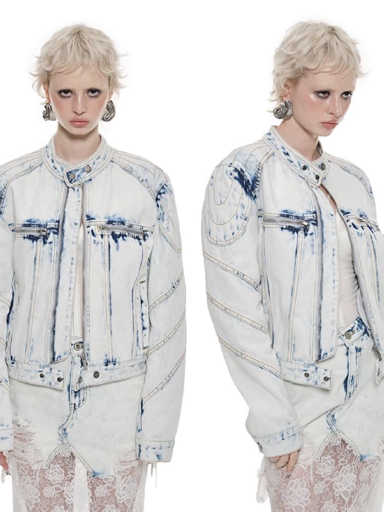 Loose Denim Biker Jacket