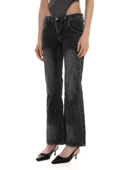 Slim low waist denim flare pants