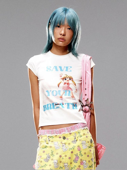 "Save It" Glitter Print T-Shirt