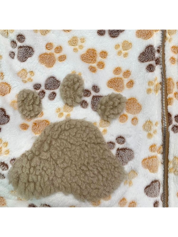 Double Sided Paw Print Plush Jacket