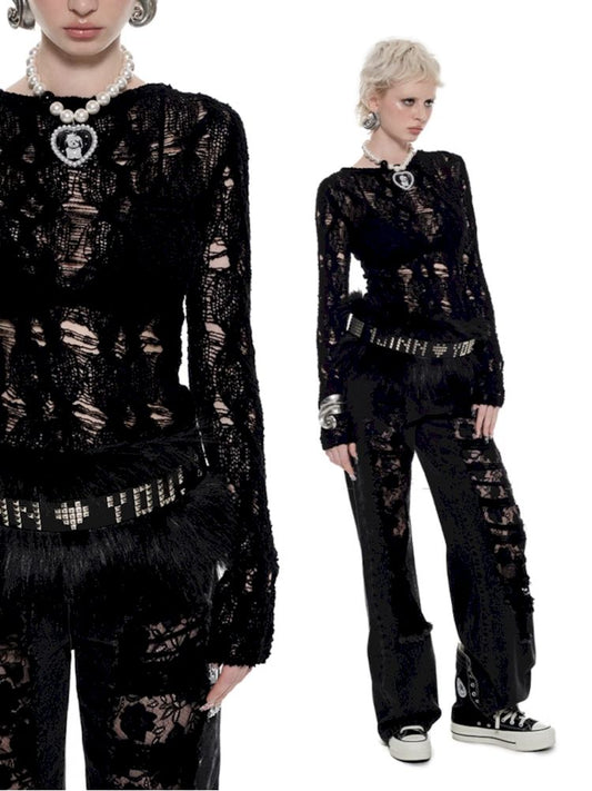 Skeleton see-through knitwear