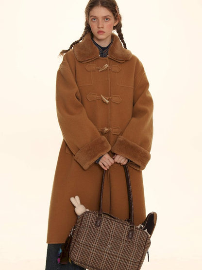 Removable Leader Lapel Wool Cowl Coat