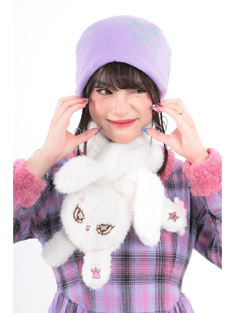 Warm Plush White Rabbit Doll Scarf