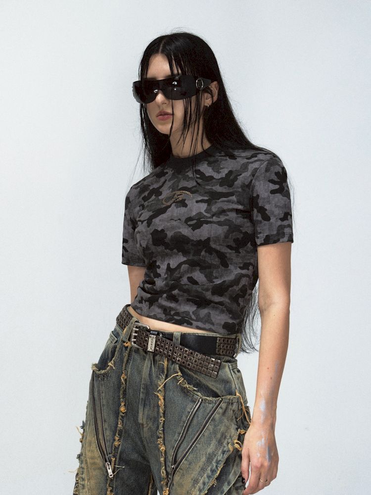 Camouflage Slim Short T-Shirt