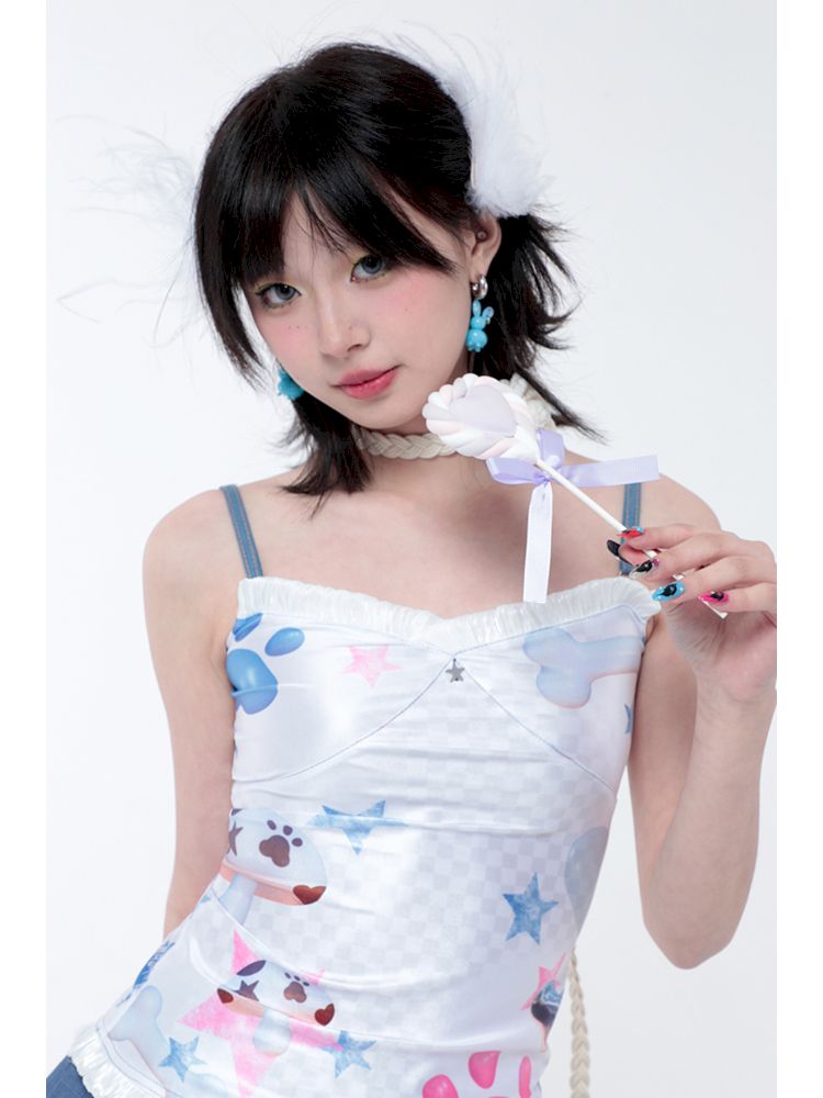 Cute ghost dopamine Printed suspenders