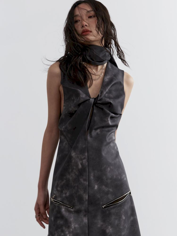 Ink Dye Leather Bib Dress