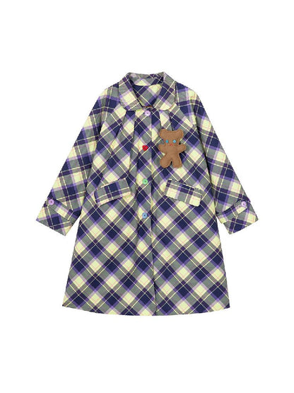 Plaid plush bear clip cotton jacket