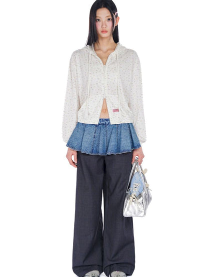 Ultra Short Fart Curtain Patchwork Denim Pants