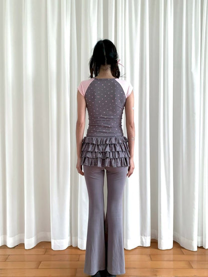 Love Cat Paw Print Cake Skirt Pants