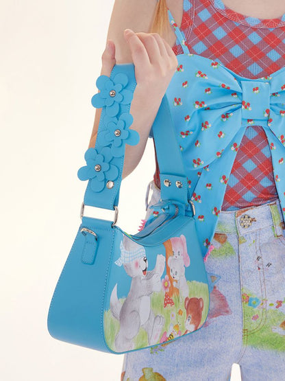 Hundred Illustration Shoulder Crossbody Bag