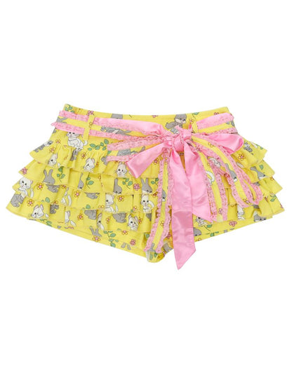 Cat Rabbit Printed Cake Skirt Pants