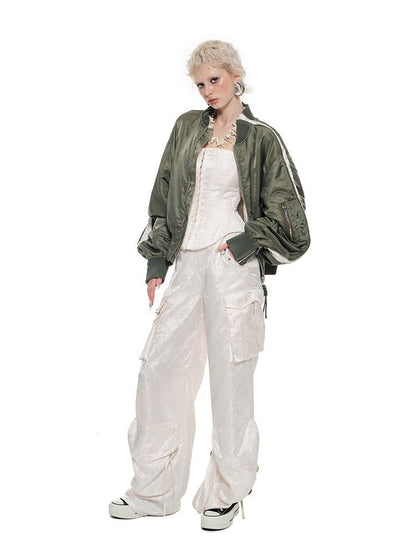 Jacquard Satin Work Pants