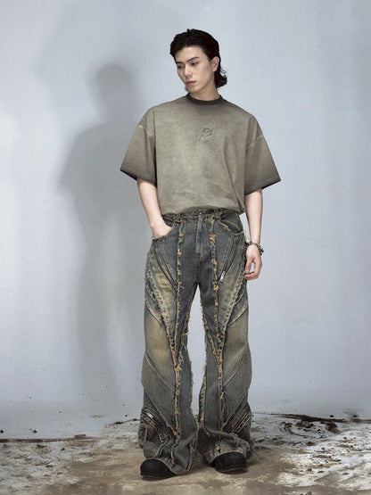 Alien Heavy Duty Destruction Raw Edge Patchwork Jeans