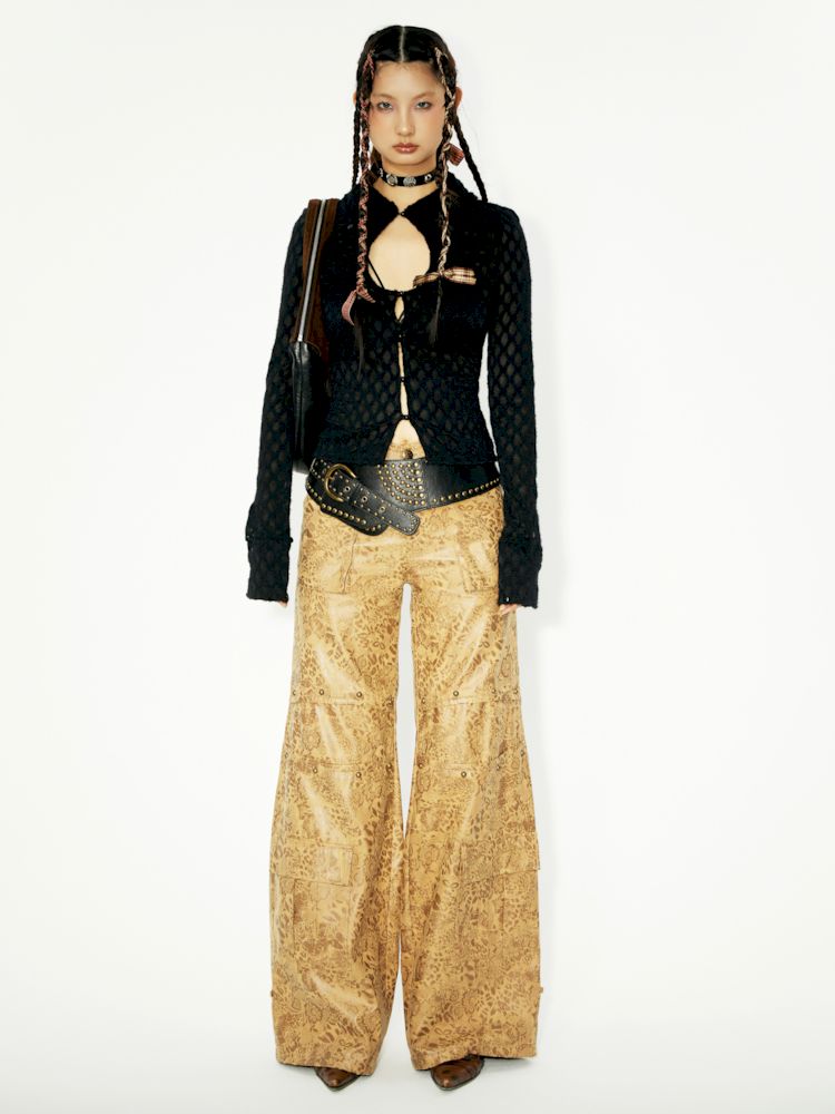 Work Wide Leg Leather Pants