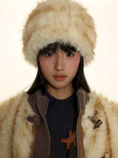 Fur thickened warm cold hat