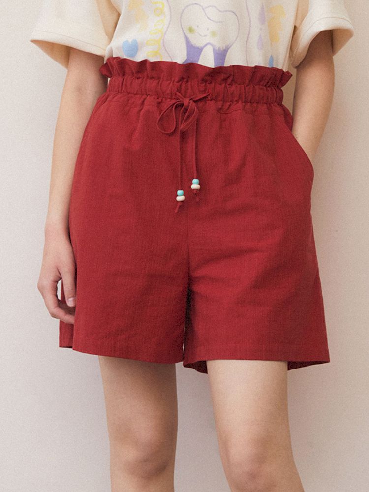 Pleated Waistband Casual Shorts