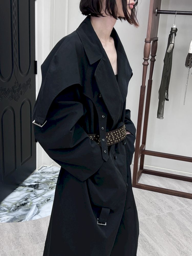 Double Breasted Buckle Strap Trench Coat