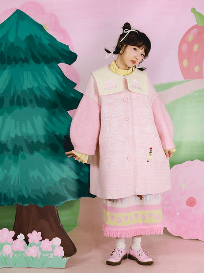 Dollhouse Embroidered Colorblocked Tweed Coat