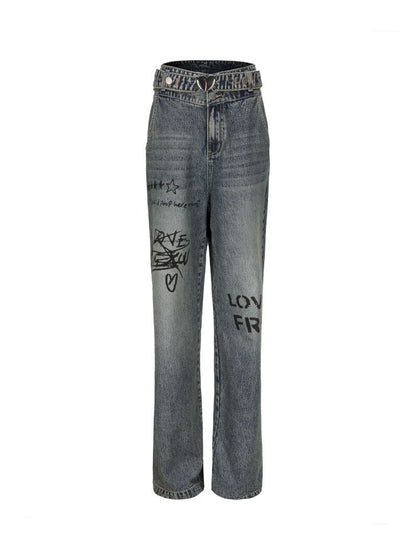 Casual loose American vintage wide-leg women's jeans