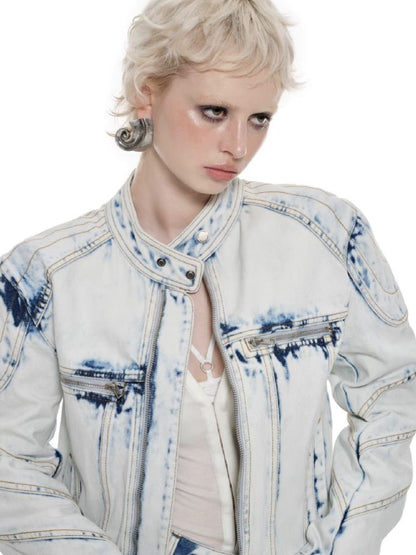 Loose Denim Biker Jacket