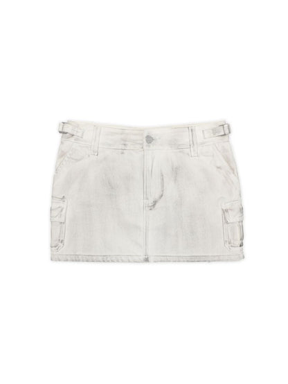 Dirty Hardware Tab Belt Denim Short Skirt