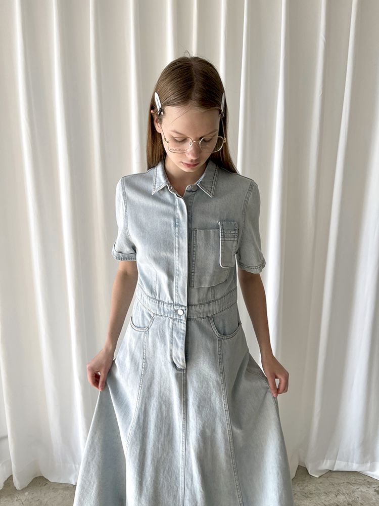 Denim Short Sleeve Work Dress