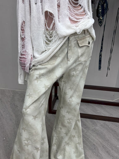 Loose Draped Full Printed Wide Leg Pants