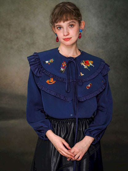 French Vintage Manor Loose Embroidered Shirt