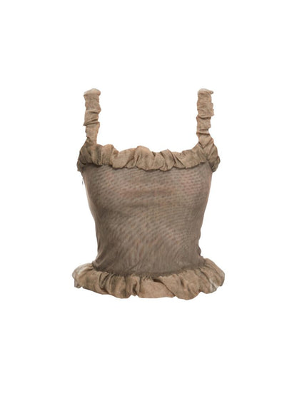 Ruffled Mesh Corset Vest Camisole