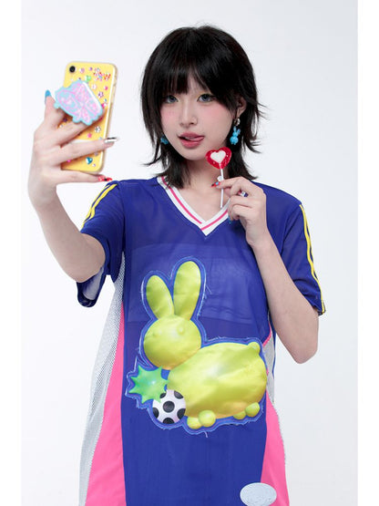 Rabbit Patchwork Short Sleeve Jersey