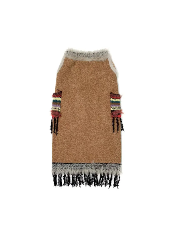 Mixed yarn interweaving stripes sweater