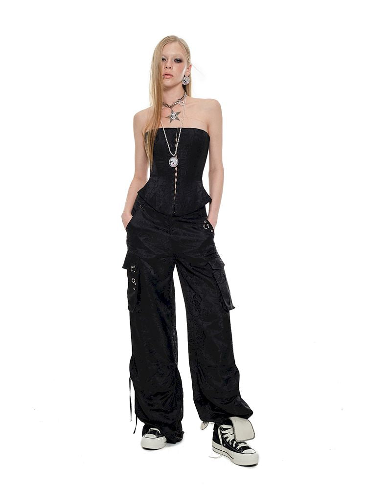 Jacquard Satin Work Pants