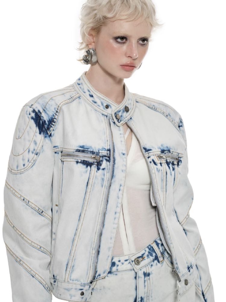 Loose Denim Biker Jacket